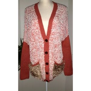 Golden Poppy V-Neck Button Down Fuzzy Cardigan